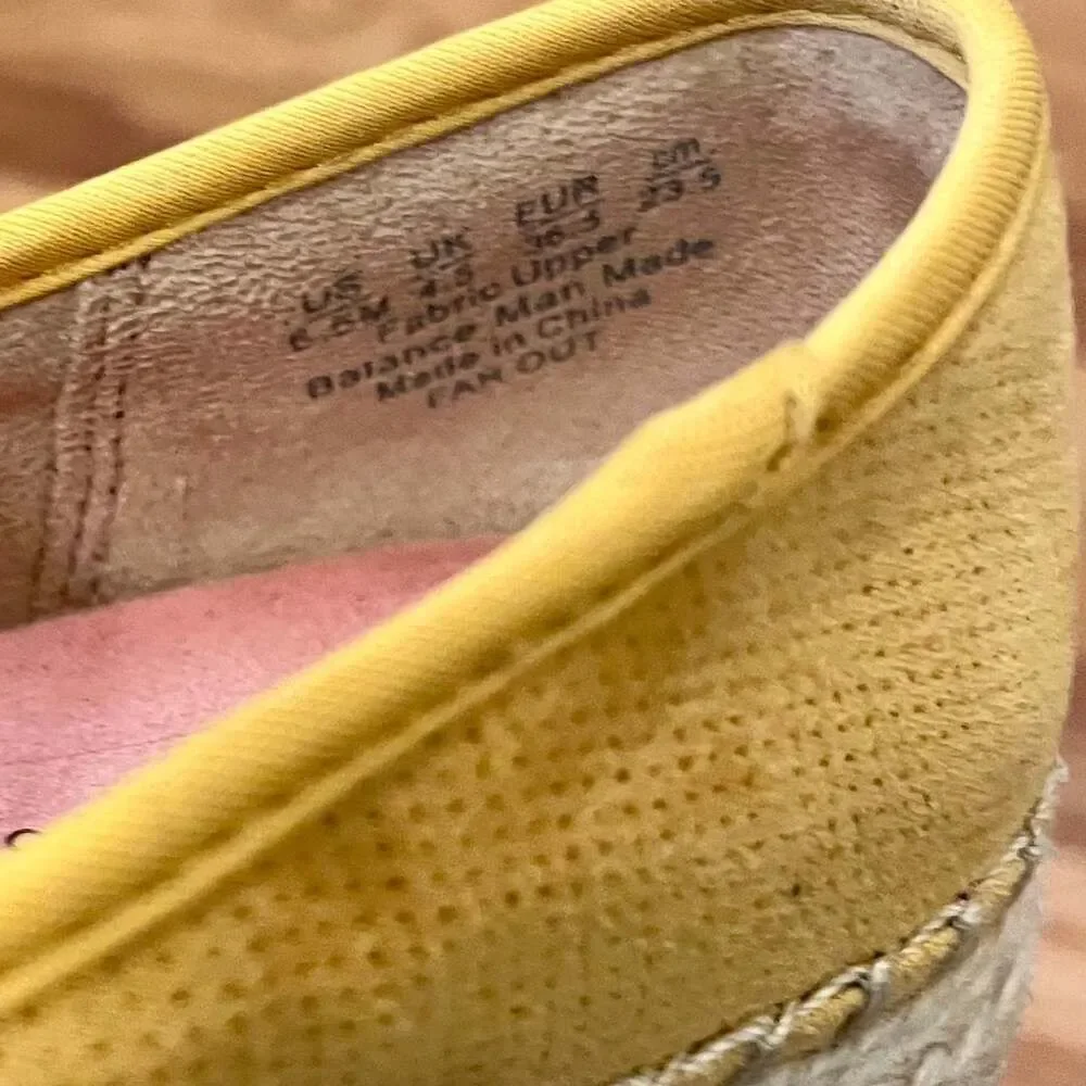Dr. Scholl's Far Out Yellow Perforated Espadrille Slip-On Shoes Size 6.5M